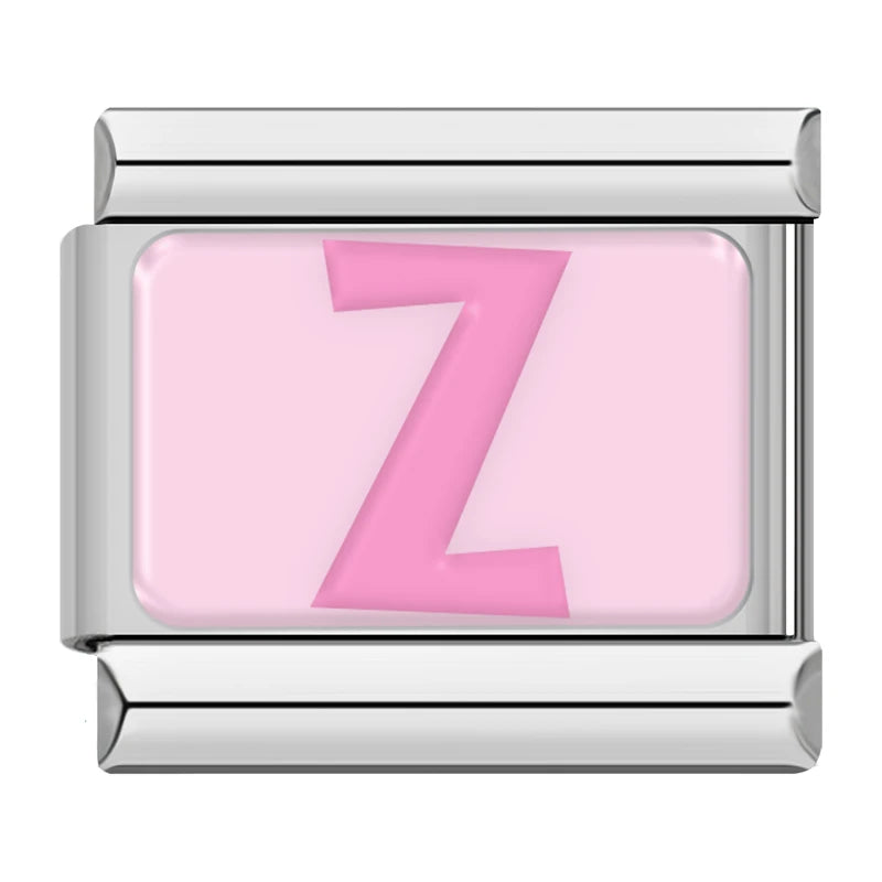 Pink Letter Charm Collection — 9mm Italian Bracelet