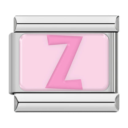 Pink Letter Charm Collection — 9mm Italian Bracelet