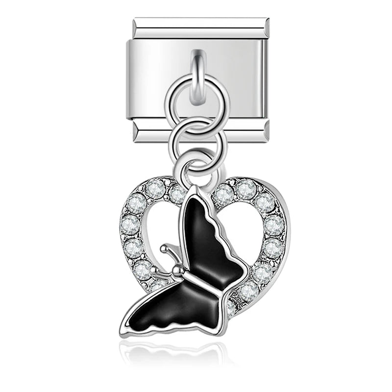 Fish & Butterfly CZ Charm Collection — 9mm Italian Bracelet