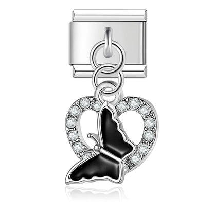 Fish & Butterfly CZ Charm Collection — 9mm Italian Bracelet