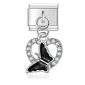 Charm pendentif Cœur Noir et Cristaux — photo du produit