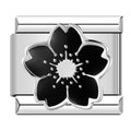 Charm Fleur Noire à Cinq Pétales Argentée — photo du produit