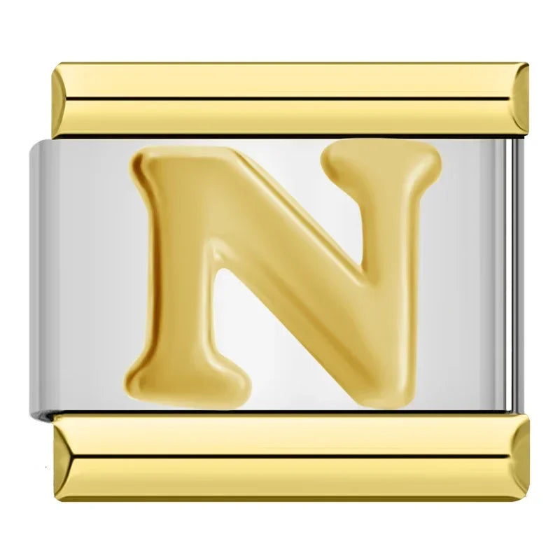 Gold Letter Charm Collection — 9mm Italian Bracelet