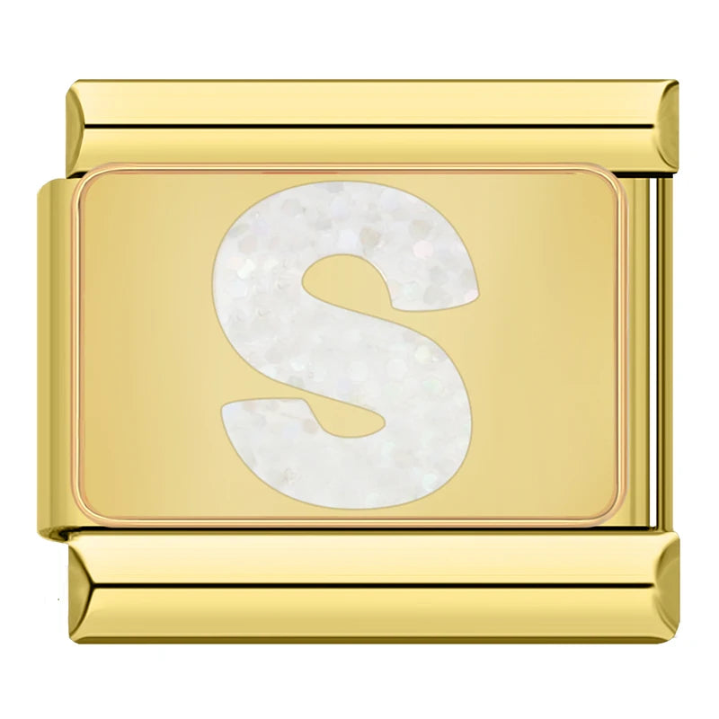Gold Letter Charm Collection — 9mm Italian Bracelet