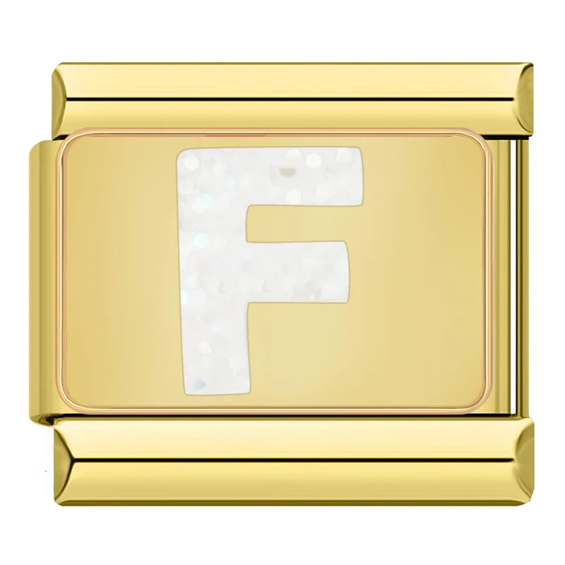 Gold Letter Charm Collection — 9mm Italian Bracelet