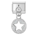 Charm pendentif Étoile Ronde Argentée Pavée — photo du produit