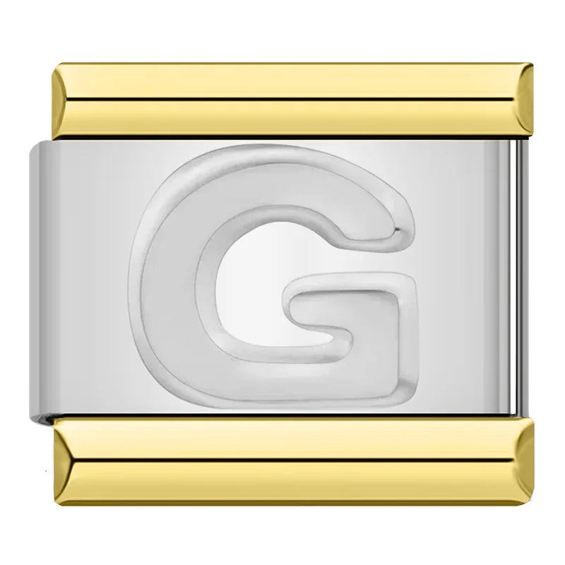 Letter Charm Collection Silver Gold — 9mm Italian Bracelet