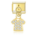 Charm pendentif T-shirt Doré et Cristaux — photo du produit