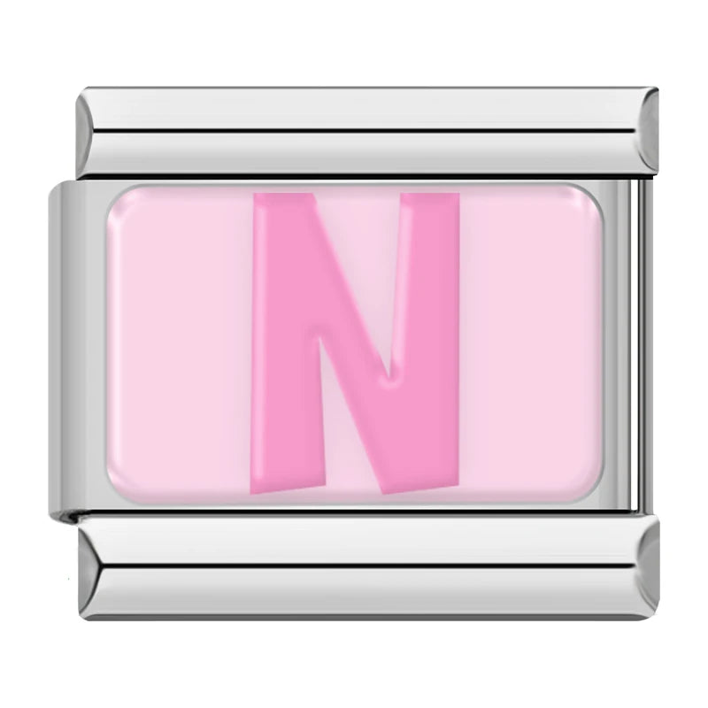 Pink Letter Charm Collection — 9mm Italian Bracelet