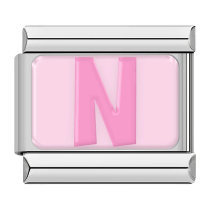 Pink Letter Charm Collection — 9mm Italian Bracelet
