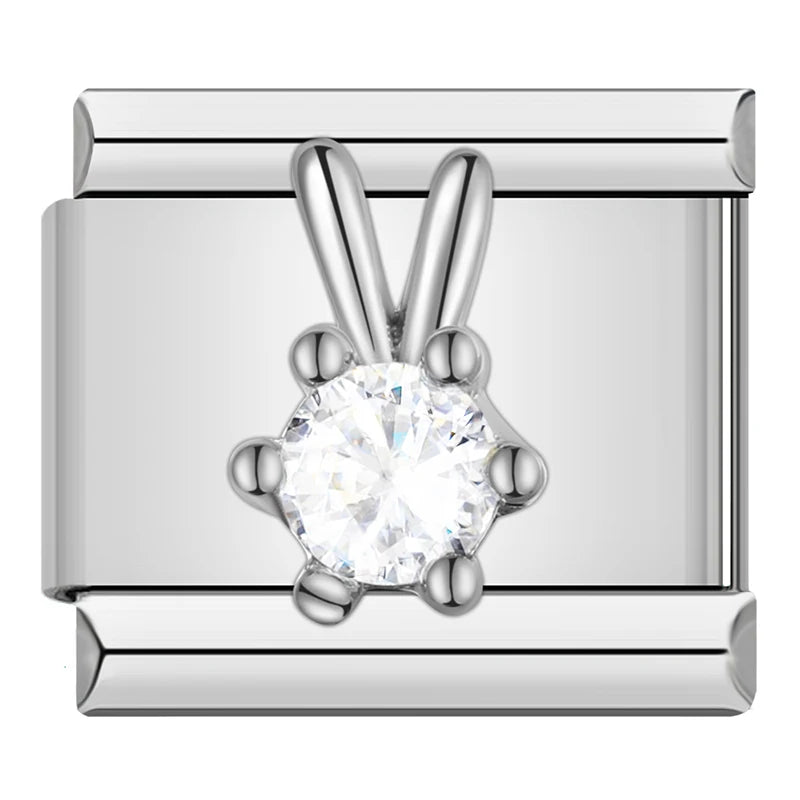 Rainbow Crown CZ Charm Collection — 9mm Italian Bracelet