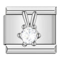 Charm Fleur Argentée à Cristal Rond — photo du produit