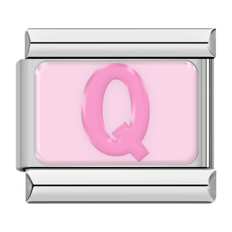 Pink Letter Charm Collection — 9mm Italian Bracelet