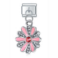 Charm pendentif Fleur Rose à Cœur Rouge — photo du produit