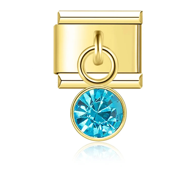 CZ Birthstone Charm Collection — 9mm Italian Bracelet