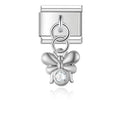Charm pendentif Nœud Argenté et Cristal Blanc — photo du produit