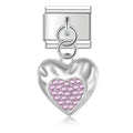 Charm pendentif Cœur Rose Pavé Argenté — photo du produit