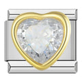 Charm Cœur Blanc Transparent Cerclé d’Or — photo du produit