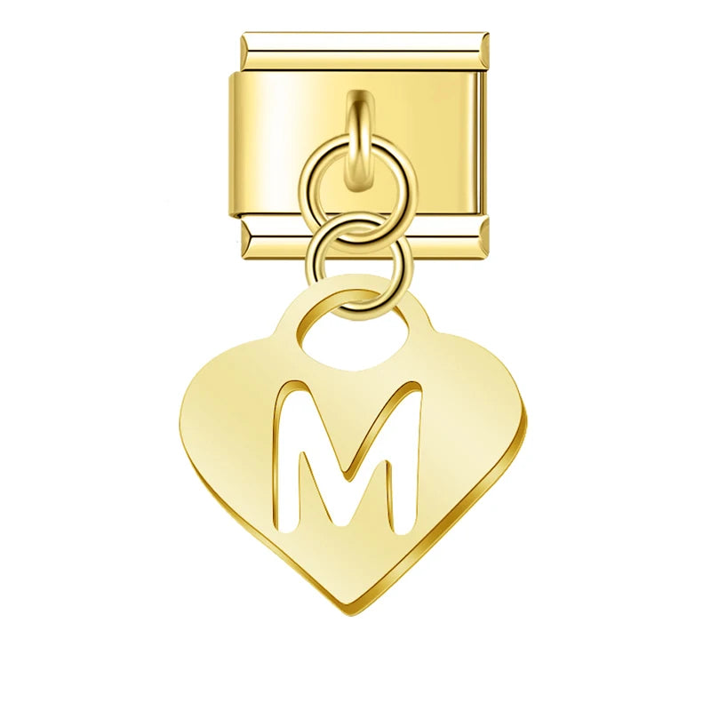 Heart Letter Charm Collection — 9mm Italian Bracelet