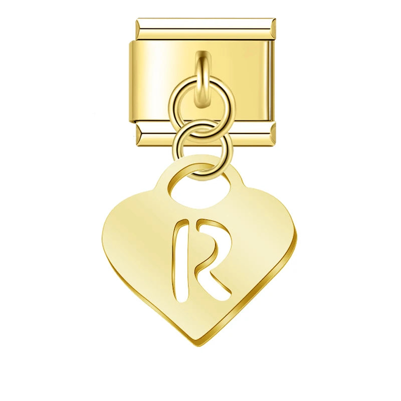 Heart Letter Charm Collection — 9mm Italian Bracelet