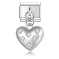 Charm pendentif Cœur Argenté et Cristaux Espacés — photo du produit