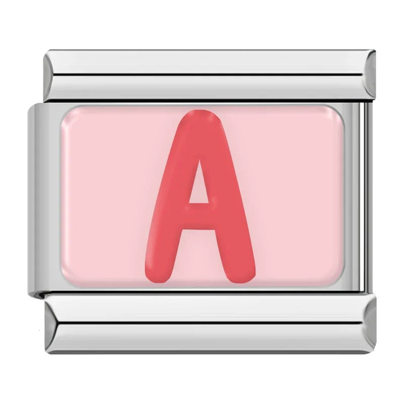Red Colorful Letter Charm Collection — 9mm Italian Bracelet