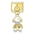 Charm pendentif Ourson Argenté et Perles — photo du produit