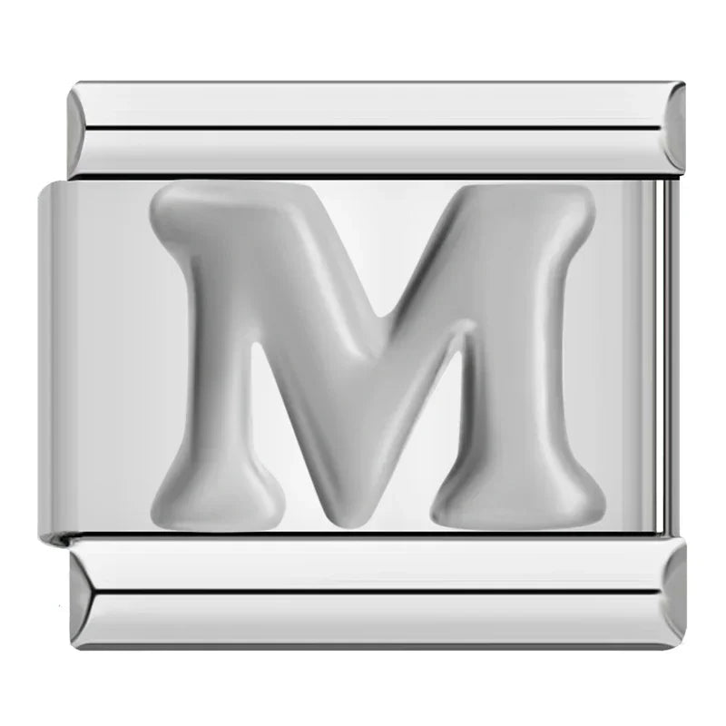 Silver Letter Charm Collection — 9mm Italian Bracelet