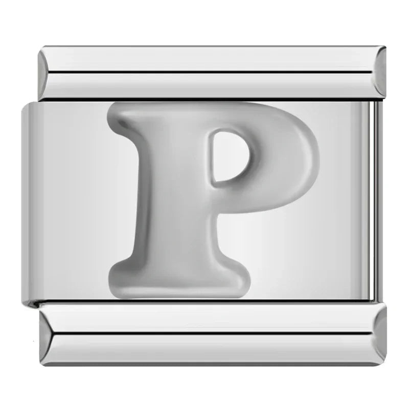 Silver Letter Charm Collection — 9mm Italian Bracelet
