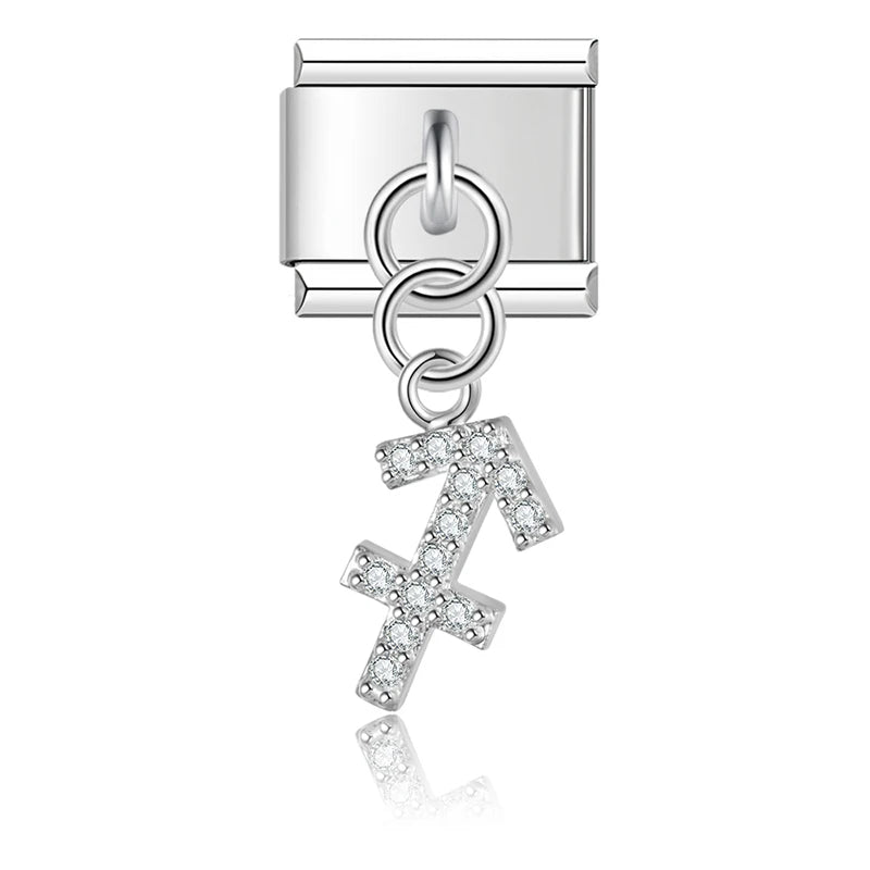 CZ Zodiac Dangle Charm Collection — 9mm Italian Bracelet