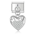 Charm pendentif Cœur Blanc Pavé Argenté — photo du produit