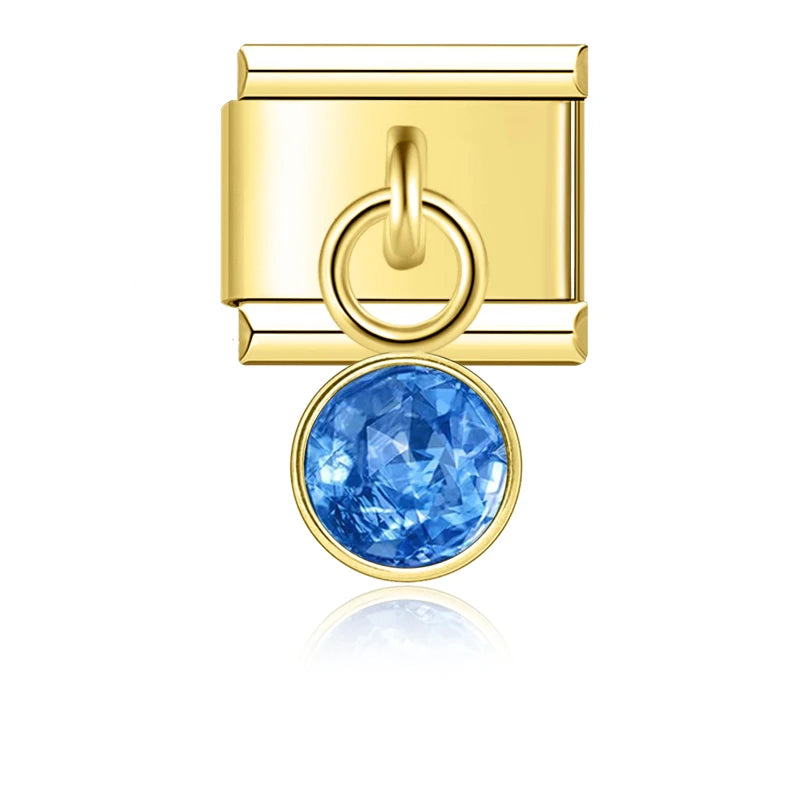 CZ Birthstone Charm Collection — 9mm Italian Bracelet