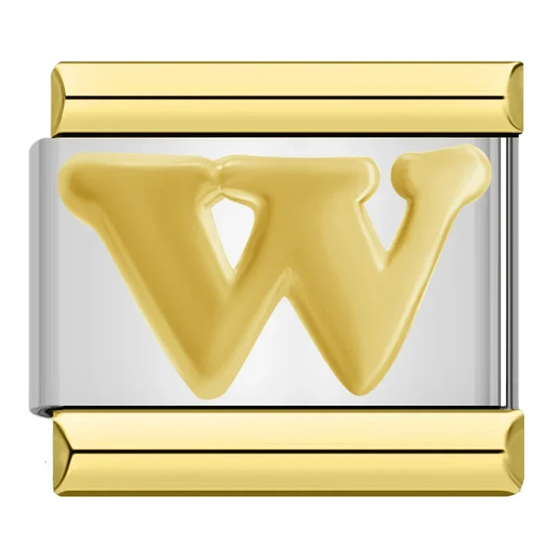 Gold Letter Charm Collection — 9mm Italian Bracelet