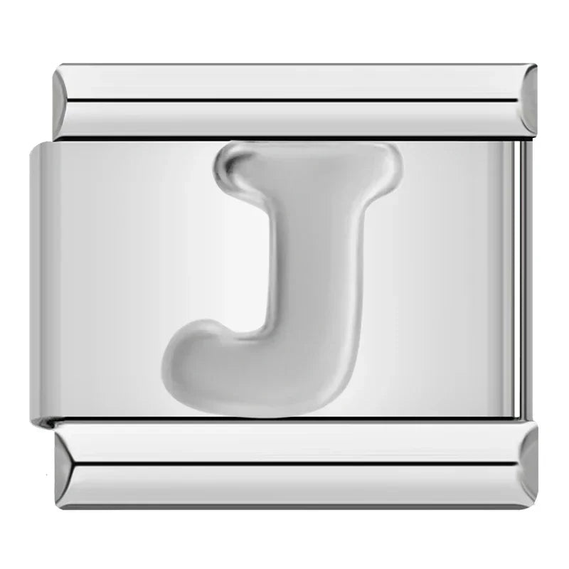 Silver Letter Charm Collection — 9mm Italian Bracelet