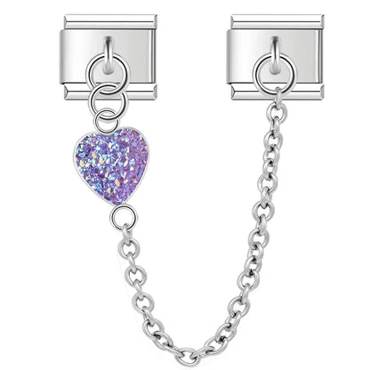 Romantic Heart Link Charm Collection — 9mm Italian Bracelet