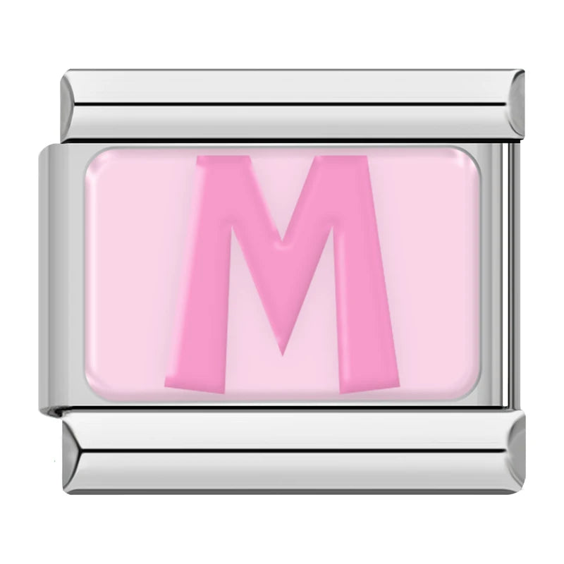 Pink Letter Charm Collection — 9mm Italian Bracelet