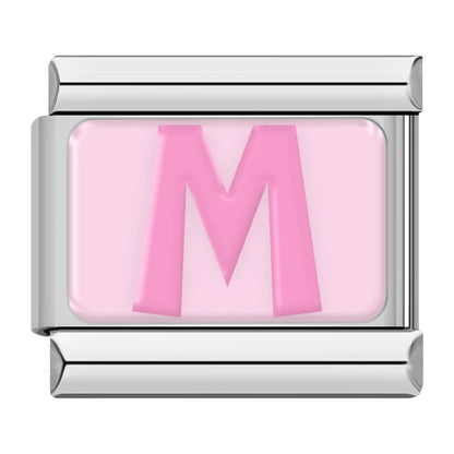 Pink Letter Charm Collection — 9mm Italian Bracelet
