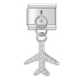 Charm pendentif Avion Argenté Pavé — photo du produit