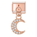 Charm pendentif Croissant Rose Doré Pavé — photo du produit