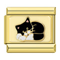 Charm Rétro Chat Noir sur Doré — photo du produit