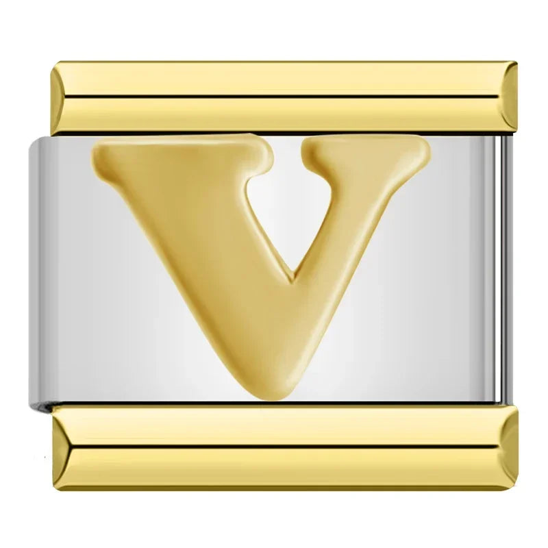 Gold Letter Charm Collection — 9mm Italian Bracelet