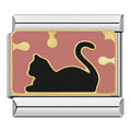 Charm Chat Noir sur Fond Rose Argenté — photo du produit