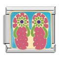Charm Fleurs Roses sur Fond Turquoise — photo du produit
