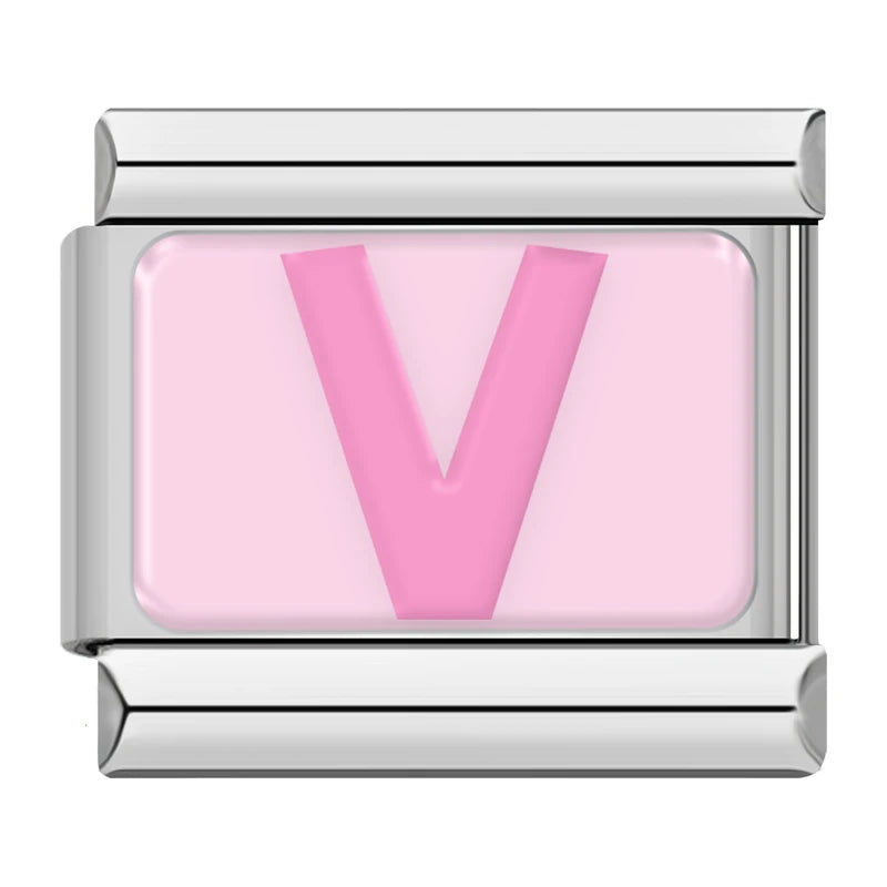 Pink Letter Charm Collection — 9mm Italian Bracelet