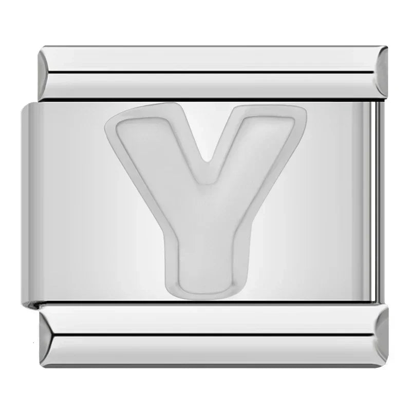 Silver Italic Letter Charm Collection — 9mm Italian Bracelet