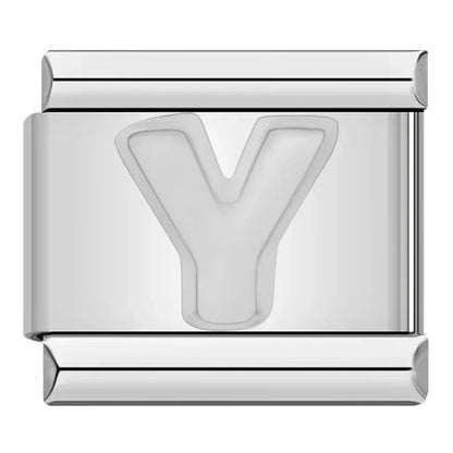 Silver Italic Letter Charm Collection — 9mm Italian Bracelet
