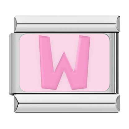 Pink Letter Charm Collection — 9mm Italian Bracelet