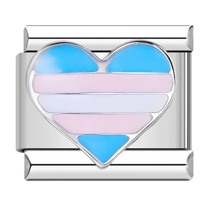 Colorful Heart & Flower Charm Collection — 9mm Italian Bracelet