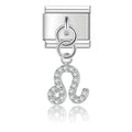Charm pendentif Zodiaque Lion Argenté et Cristaux — photo du produit