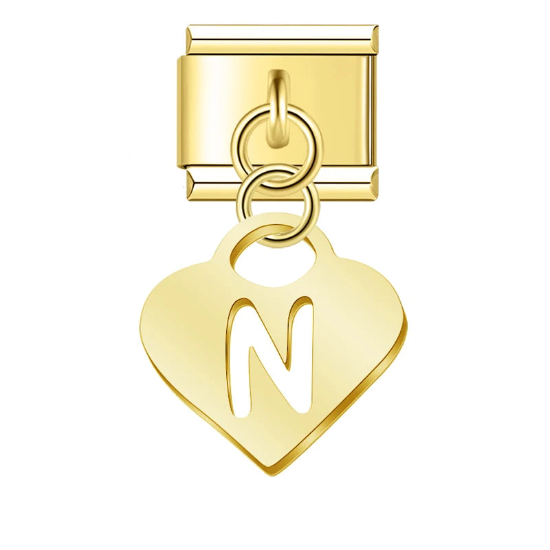 Heart Letter Charm Collection — 9mm Italian Bracelet